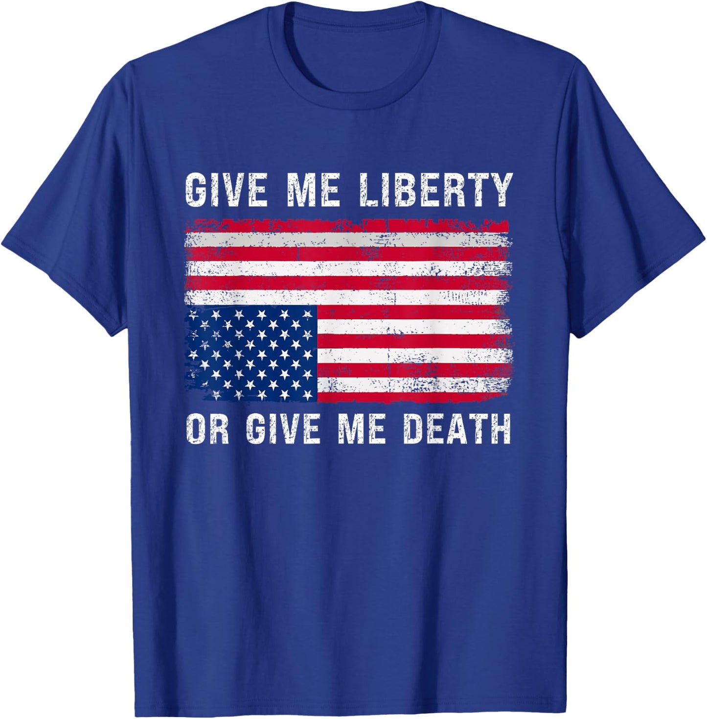 Upside Down American Flag Give Me Liberty Adult USA Freedom T-Shirt - T-Shirt | Royal