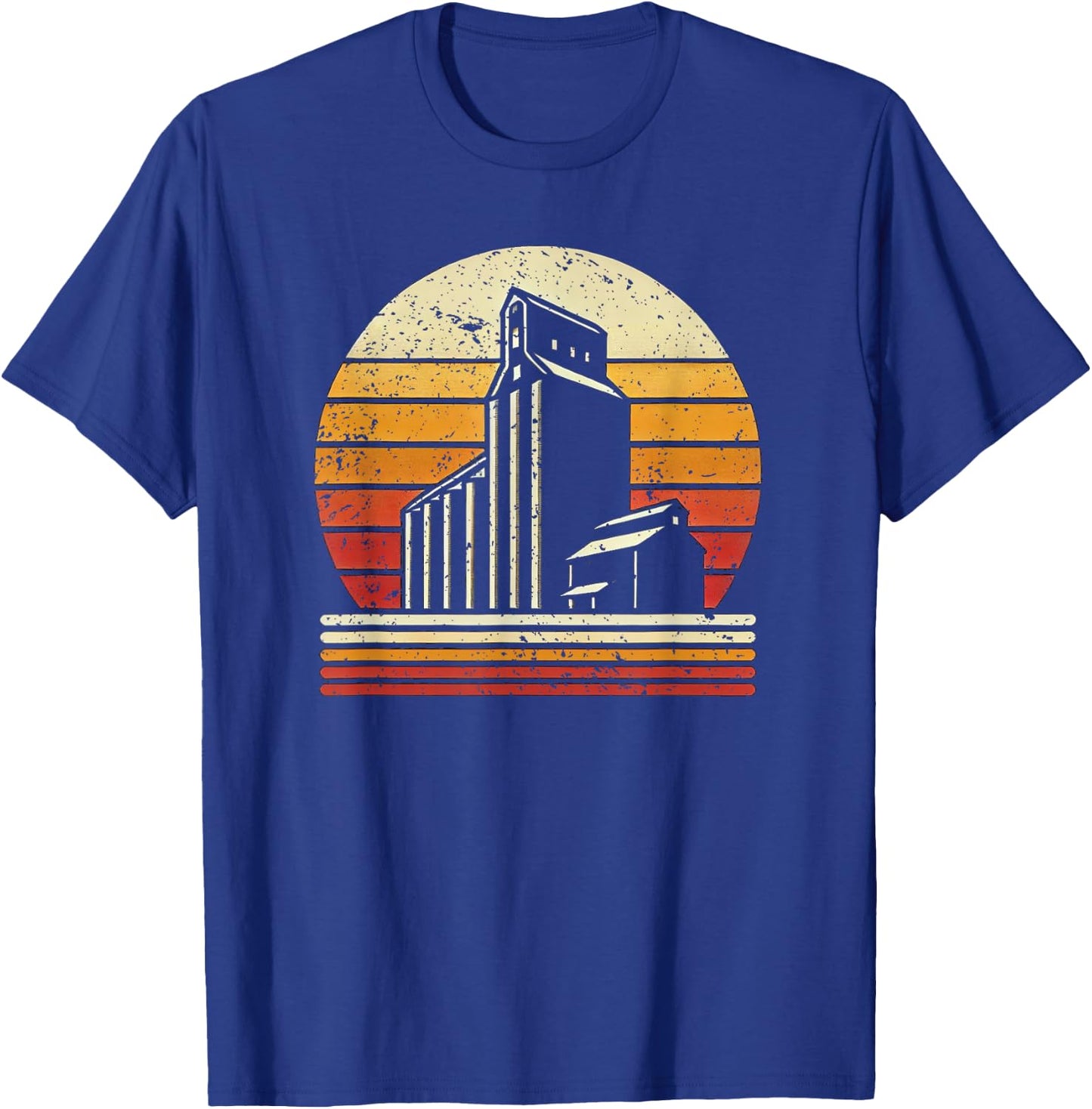 Rustic Grain Elevator - Retro Sunset Gifts for Farmers T-Shirt - T-Shirt | Royal