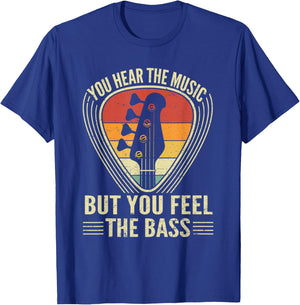 You Hear Music But You Feel The Bass Guitar Player Vintage T-Shirt - T-Shirt | Royal