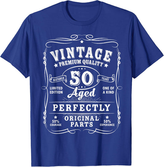 Vintage 50th Birthday Decorations Men Funny 50 Birthday T-Shirt - T-Shirt | Royal