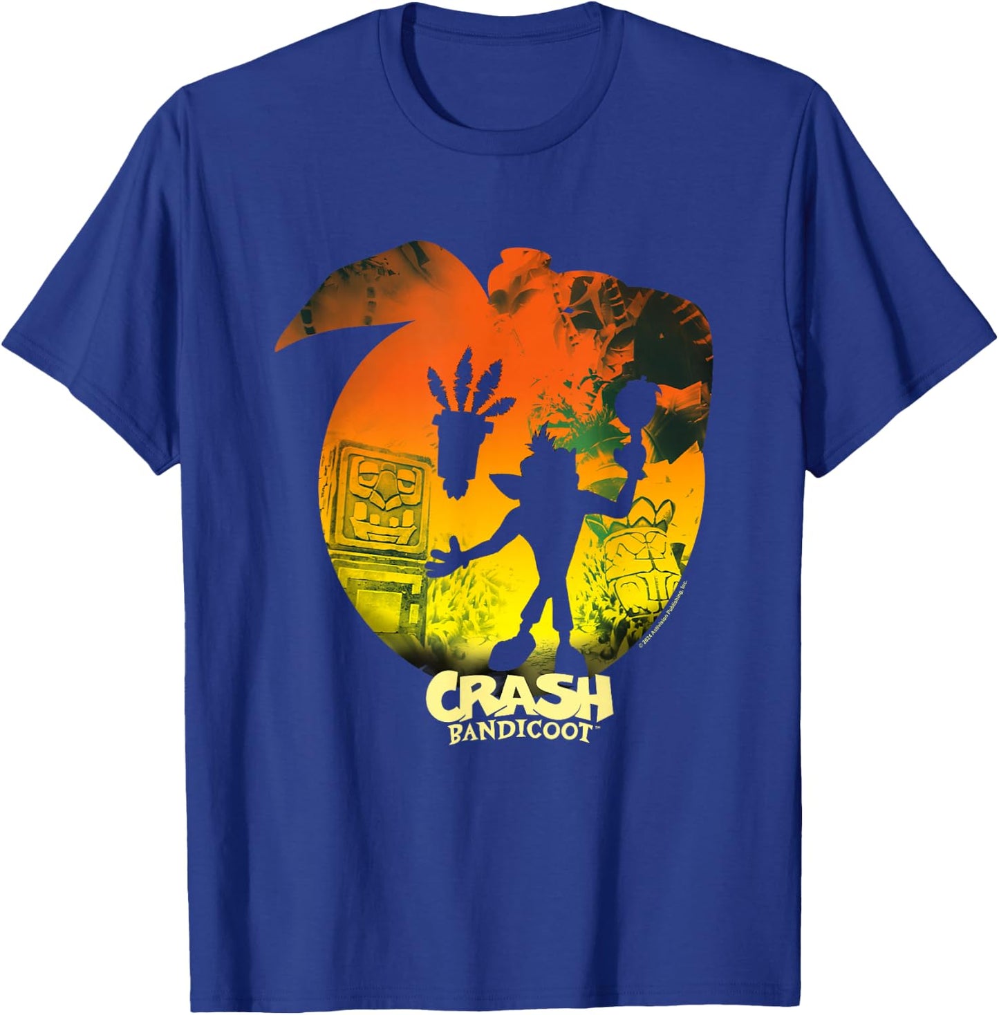Crash Bandicoot & Aku Aku Silhouettes Distressed , Small, Black T-Shirt - T-Shirt | Royal
