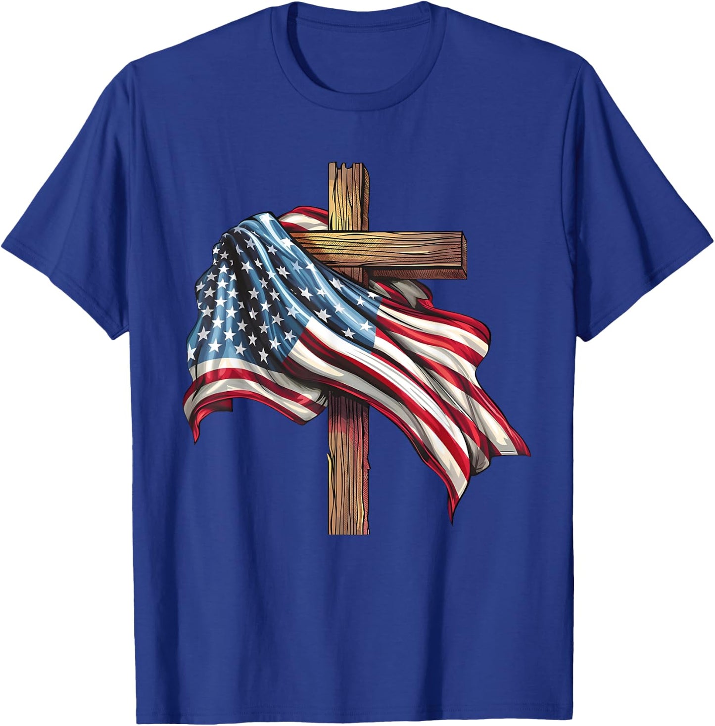 Jesus Christ Stars & Stripes American Patriotic 4th Of July T-Shirt - T-Shirt | Royal