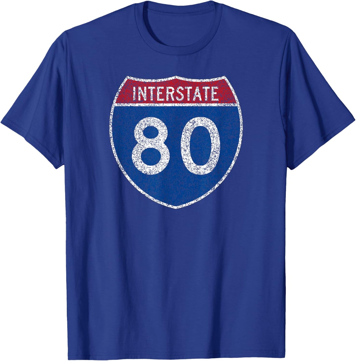 Interstate Highway I-80 Road Sign Coast to Coast T-Shirt - T-Shirt | Royal