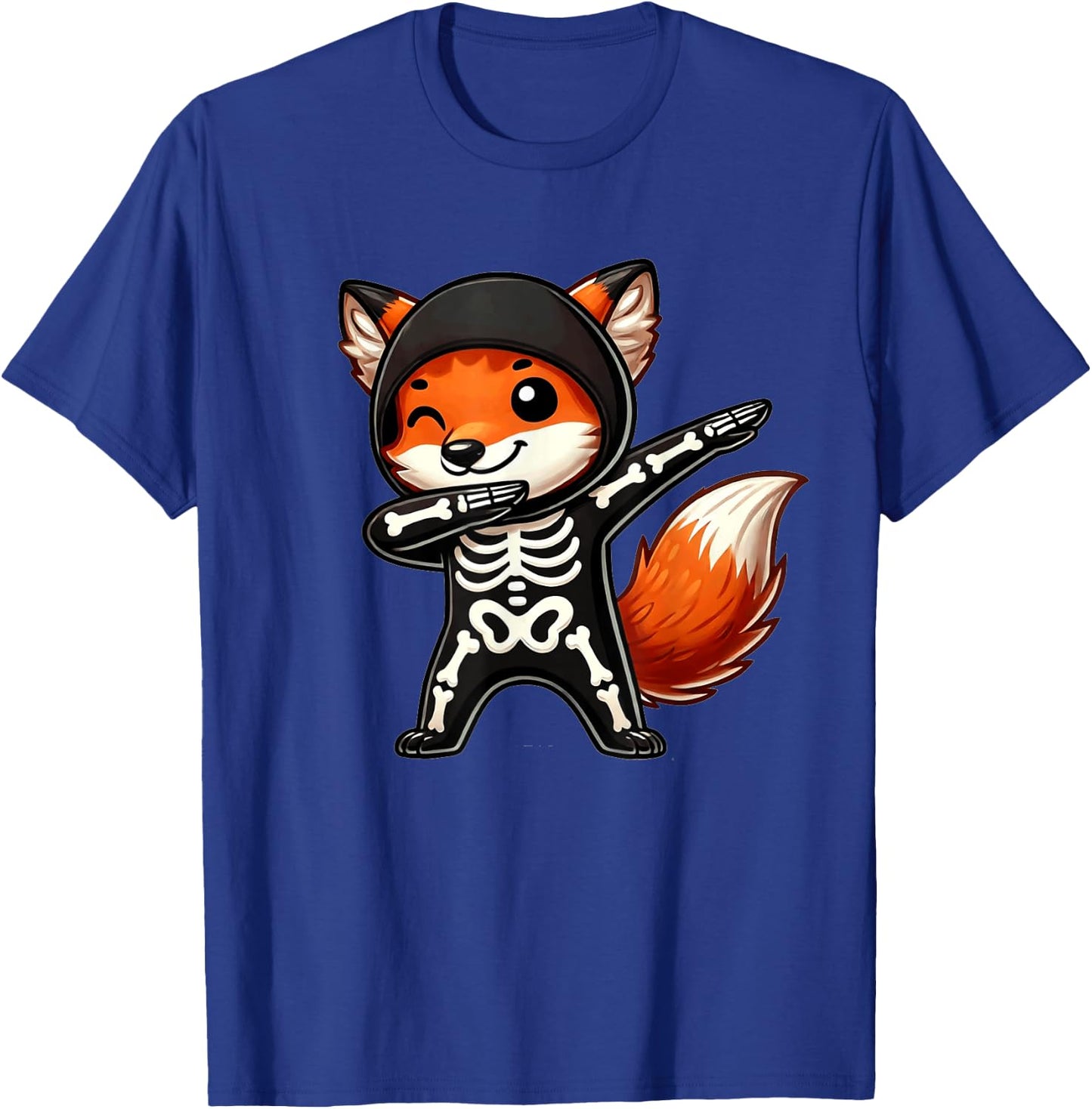 Fox Halloween Skeleton Kids Women Men Fox T-Shirt - T-Shirt | Royal