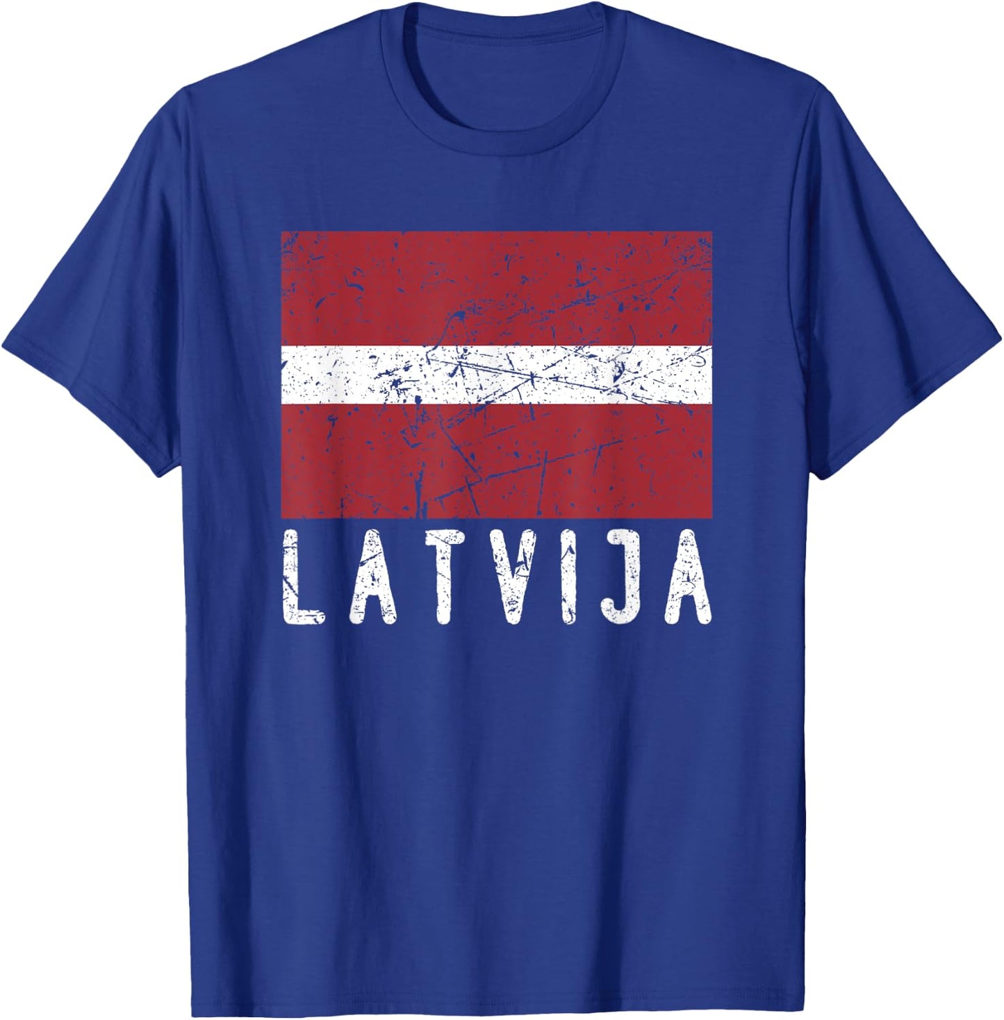 Latvian Flag Of Latvija Distressed Men Women Kids Latvia T-Shirt - T-Shirt | Royal
