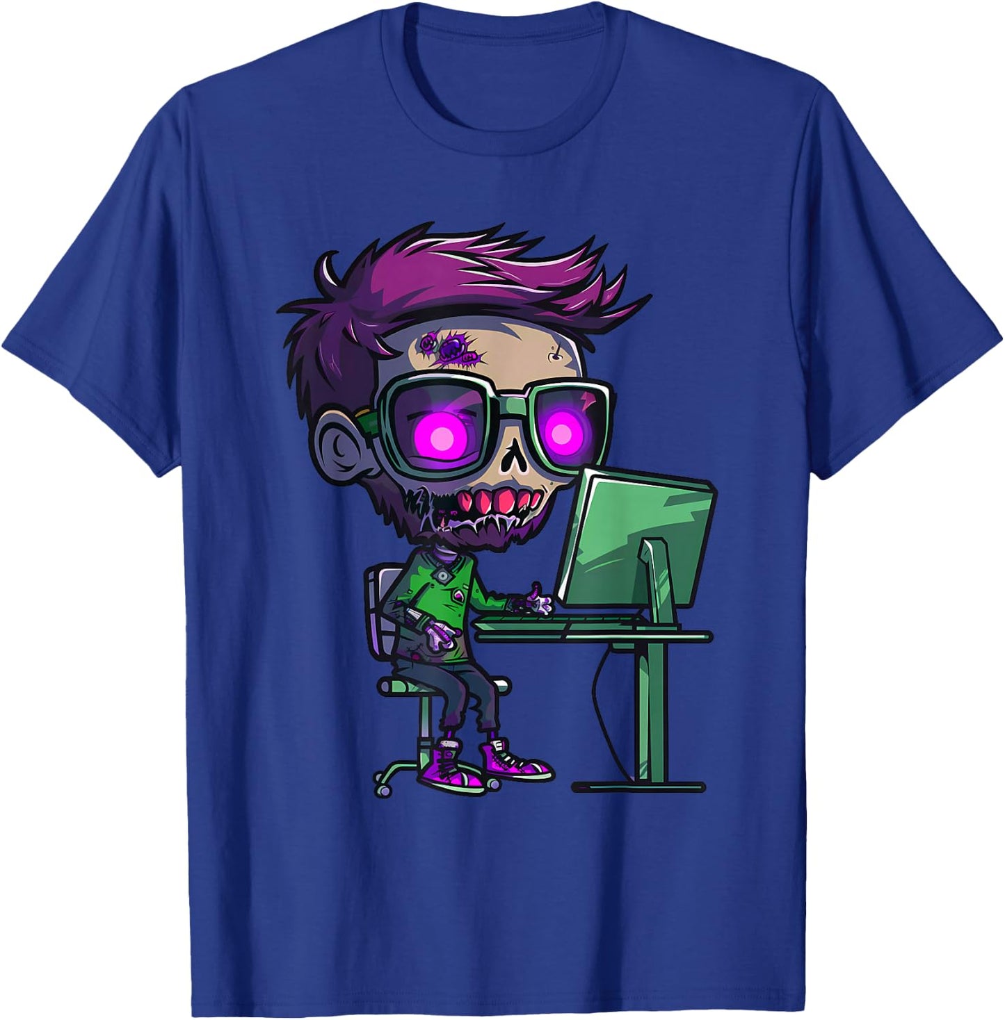 Zombie Computer Programmer Costume T-Shirt - T-Shirt | Royal