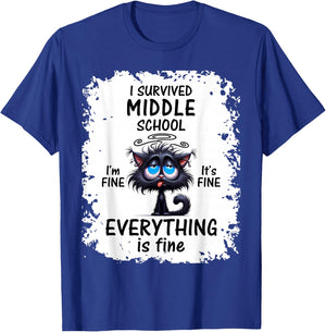 Funny I Survived Middle School Grad 2025 2026 T-Shirt - T-Shirt | Royal