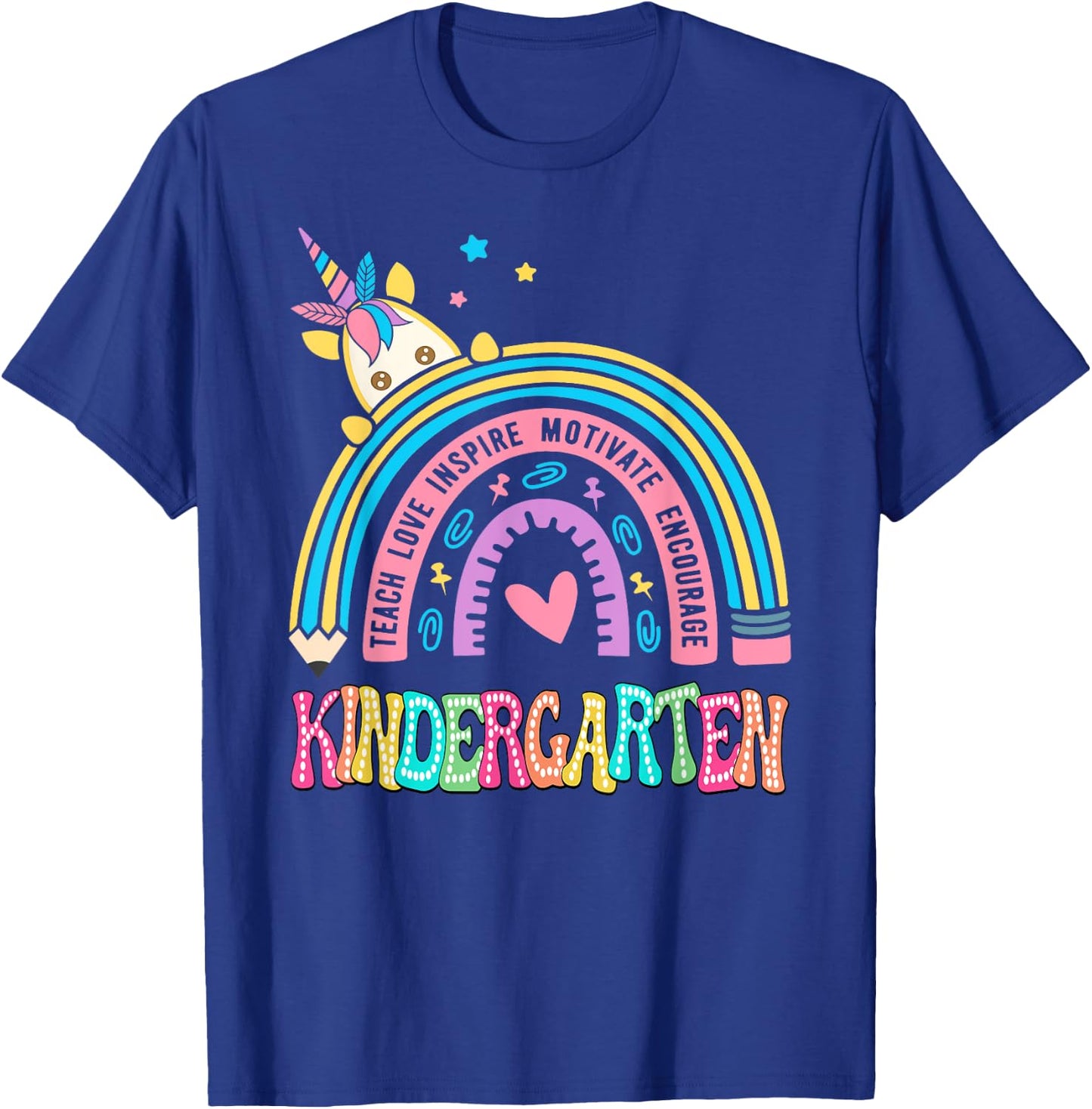 Kindergarten Unicorn Rainbow First Day Of School T-Shirt - T-Shirt | Royal