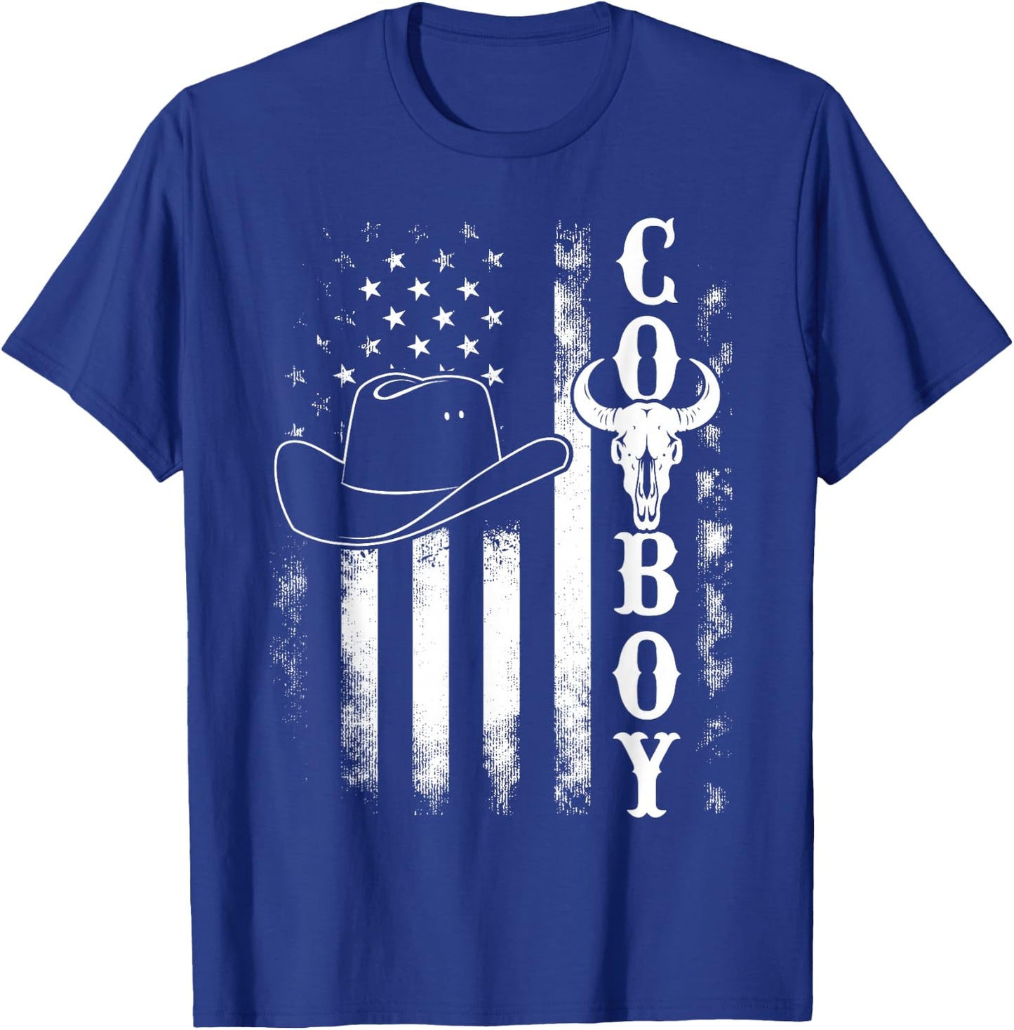 Western Country Men Teen Boy Kid Rodeo Southern Retro Cowboy T-Shirt - T-Shirt | Royal