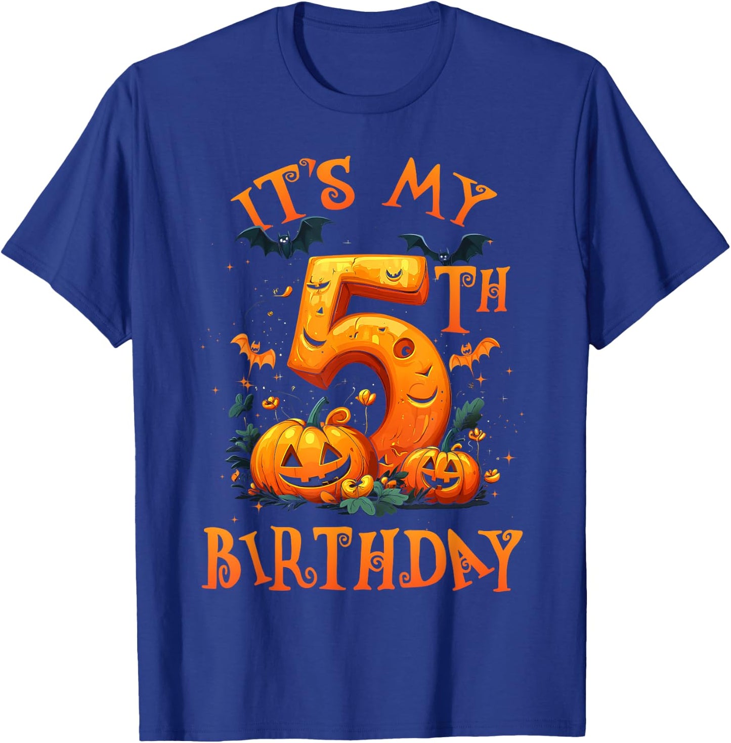 Boo It's My 5th Birthday Halloween Pumpkin 5 Years Old T-Shirt - T-Shirt | Royal