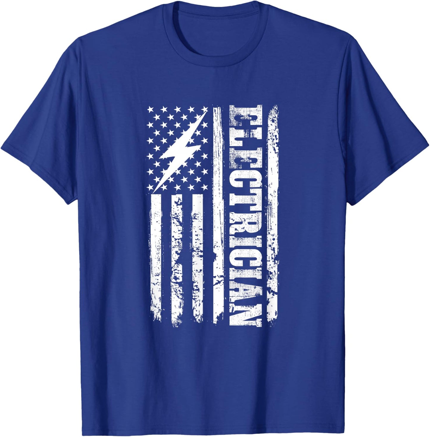 USA American Flag Electrician Lineman Electrical Worker Watt T-Shirt - T-Shirt | Royal