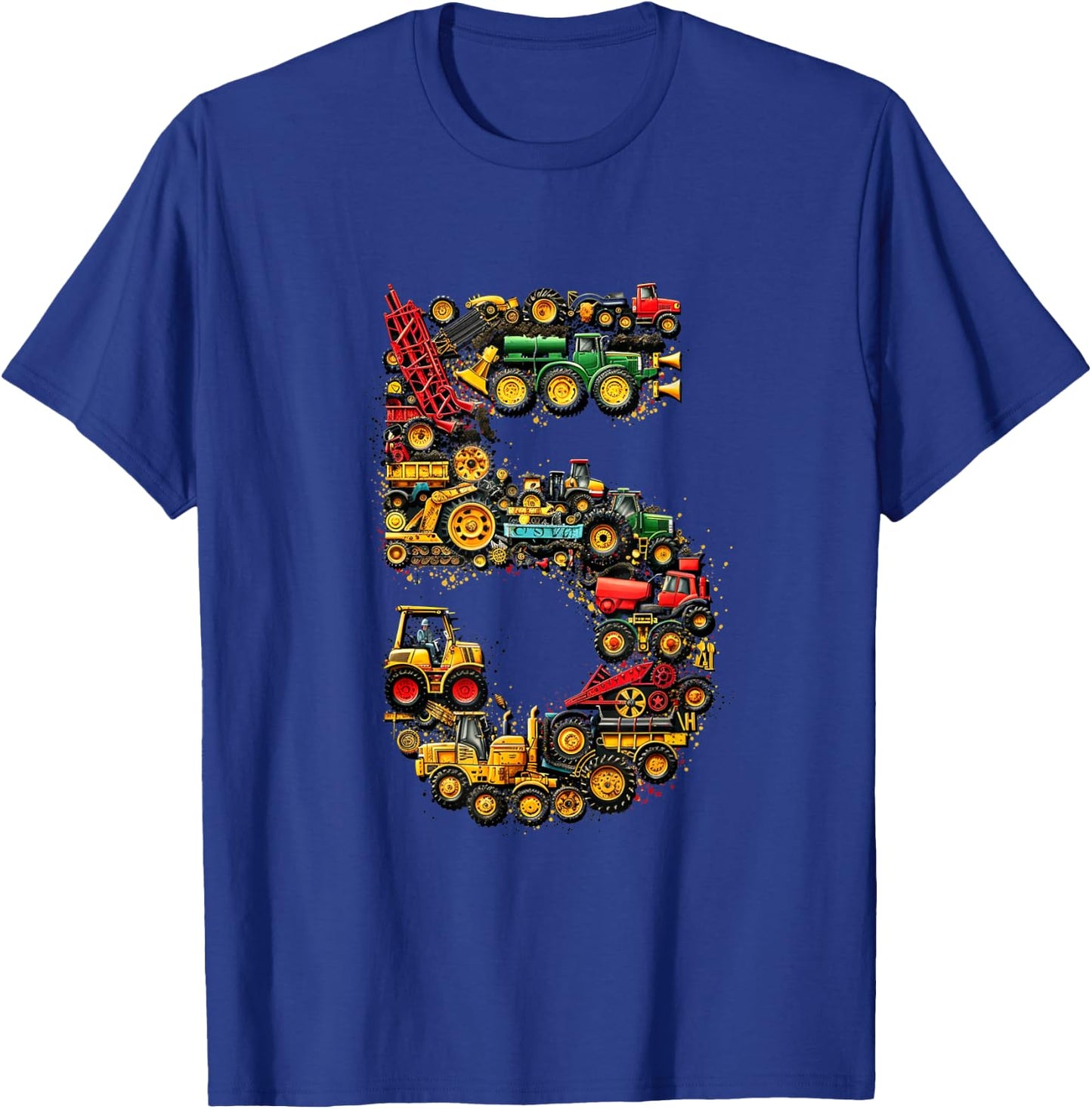 Kids 5th Birthday Farm Tractor Truck 5 Years Old Birthday T-Shirt - T-Shirt | Royal