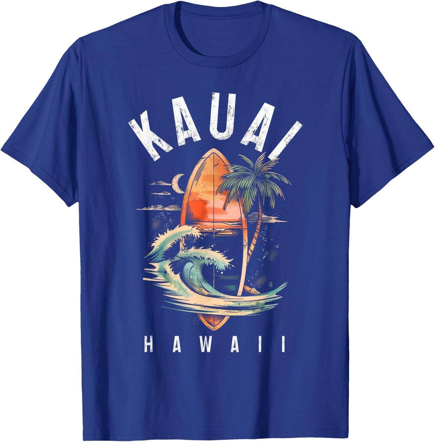 Kauai Hawaii Surf Hawaiian Vintage Surfing Surfer T-Shirt - T-Shirt | Royal