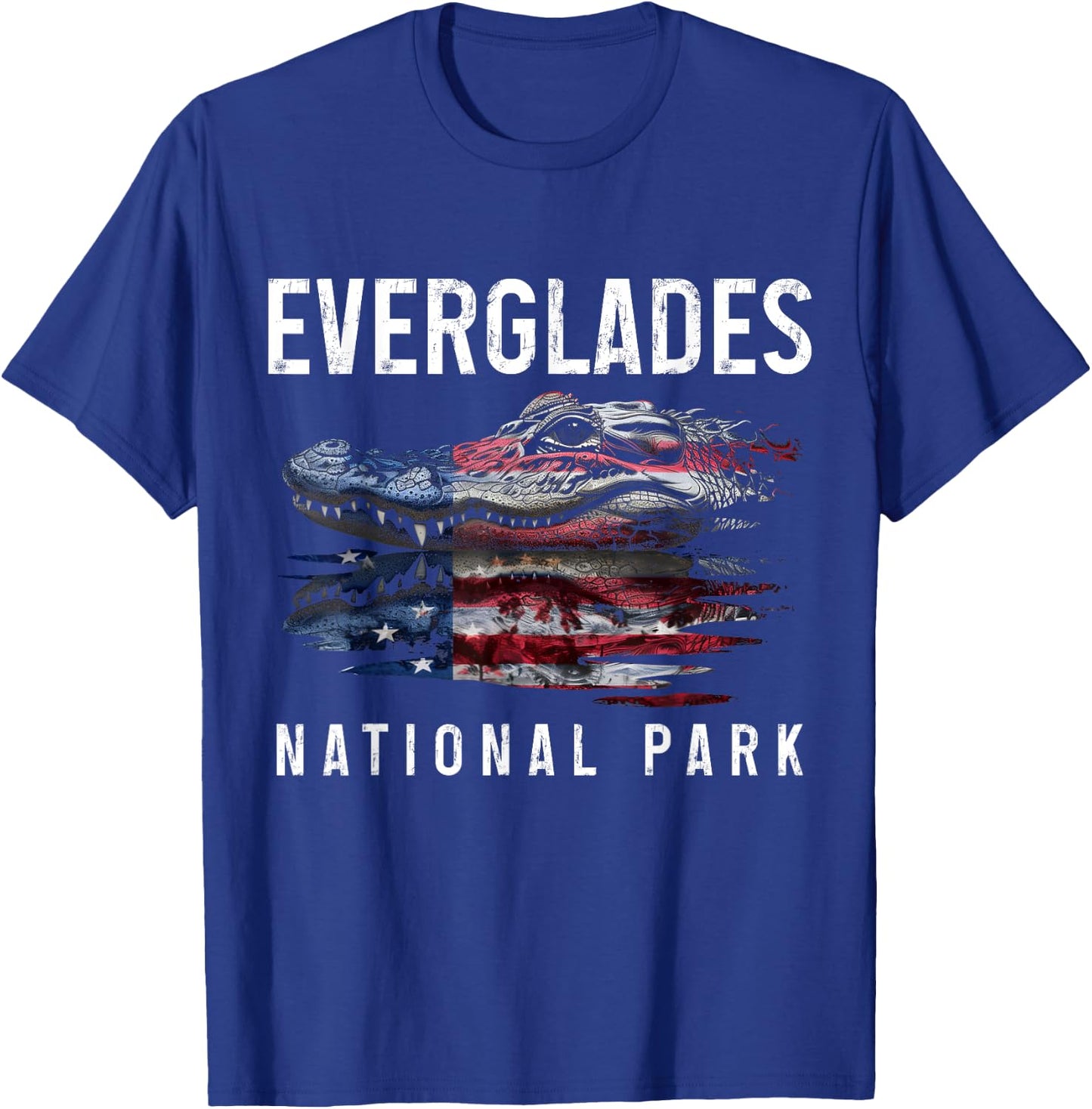 Everglades National Park Florida Alligator American Flag T-Shirt - T-Shirt | Royal