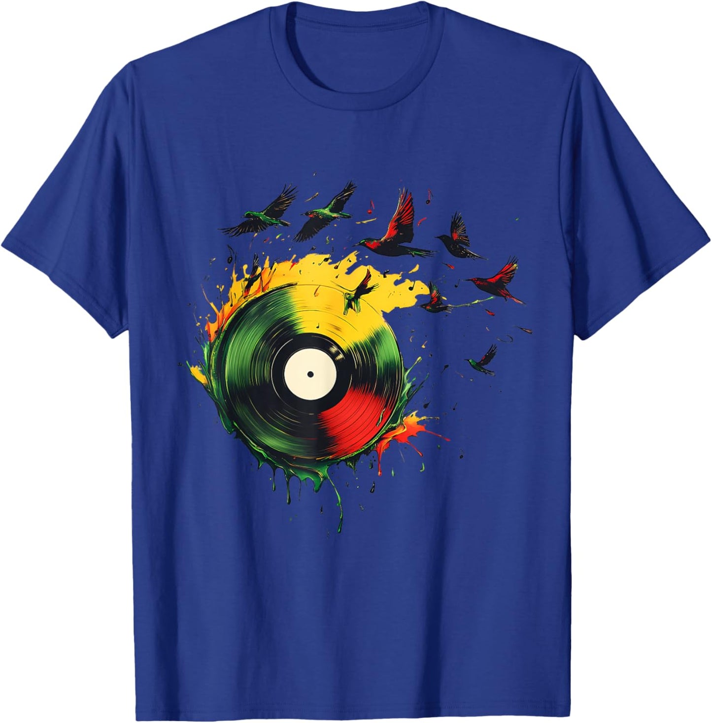 Rasta Vinyl Rastafarian Roots Jamaican Reggae Music T-Shirt - T-Shirt | Royal