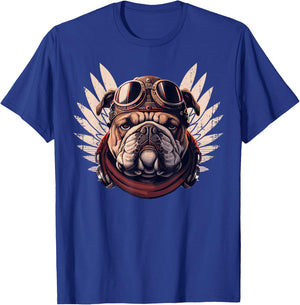 English Bulldog Biker Helmet Motorcycle Aesthetic Women Girls Kids T-Shirt - T-Shirt | Royal