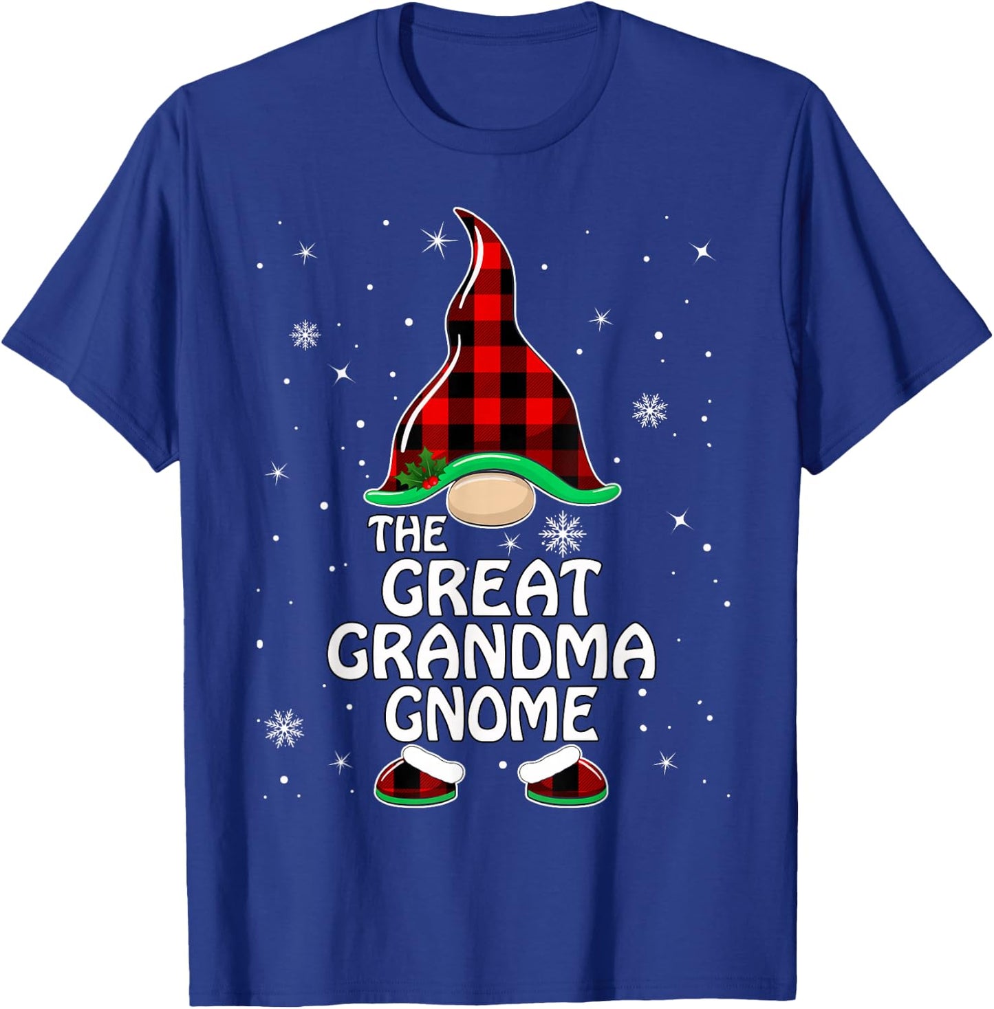 Great grandma Gnome Buffalo Plaid Matching Family Christmas T-Shirt - T-Shirt | Royal