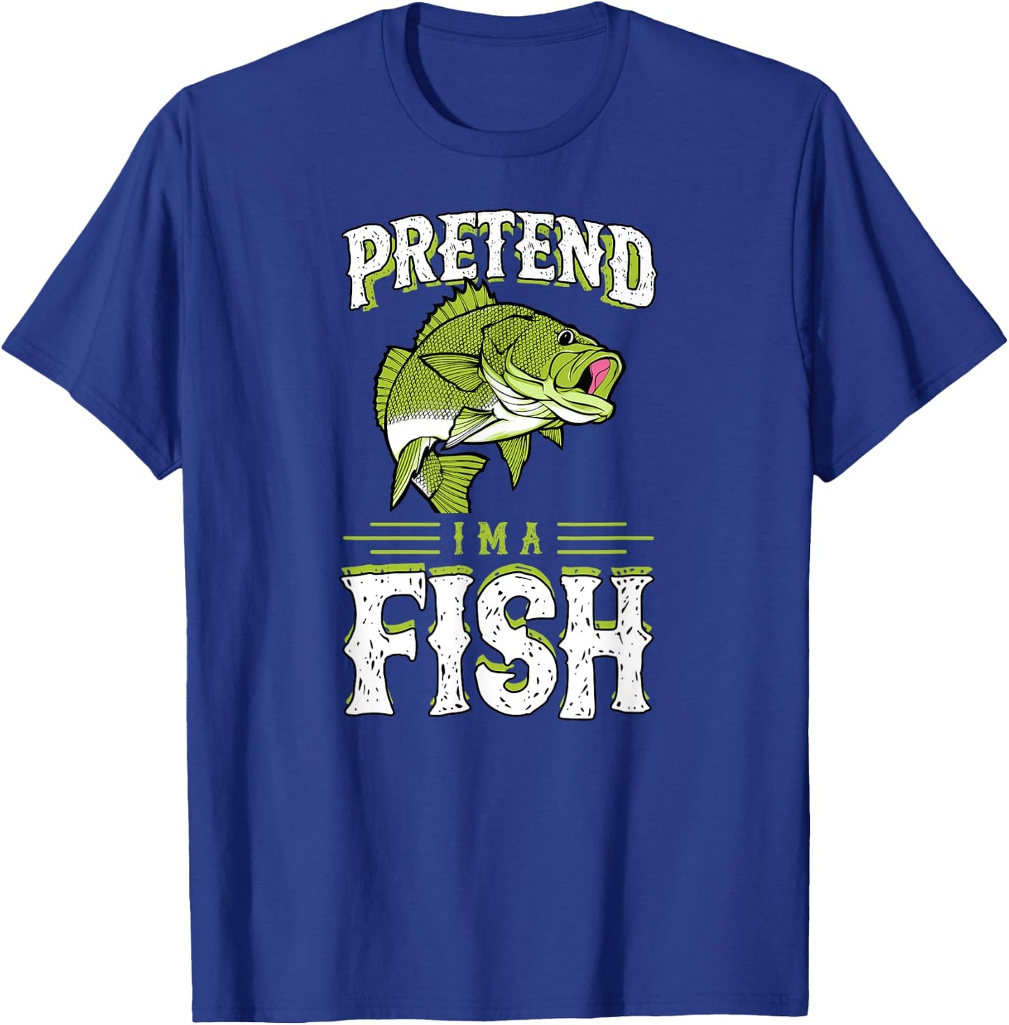 Pretend I'm A Fish Bass Funny Cute Lazy Halloween Costume T-Shirt - T-Shirt | Royal
