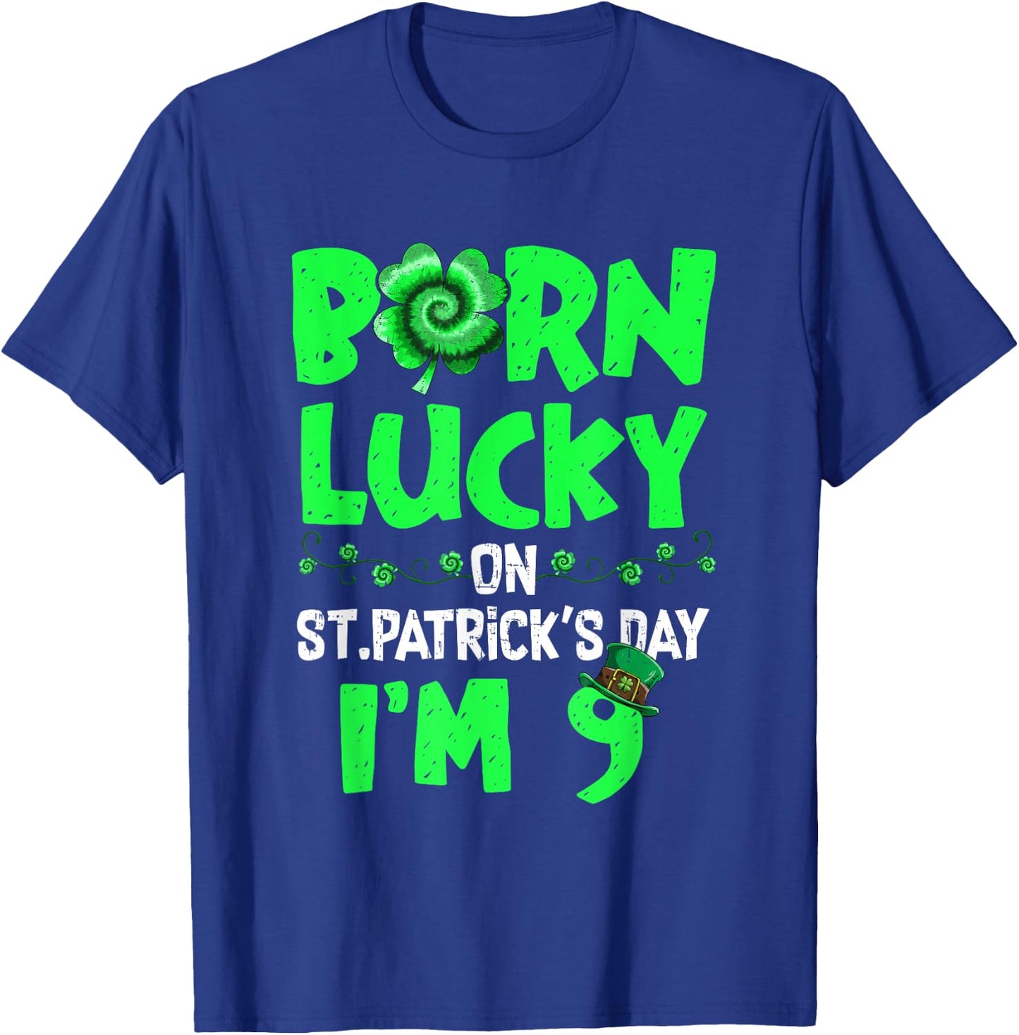 St Patricks Day 9th Birthday Boy Girl 9 Years Old Boys Kids T-Shirt - T-Shirt | Royal