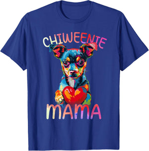 Chiweenie Lover Mama Heart Pop Art Chiweenie Mom T-Shirt - T-Shirt | Royal