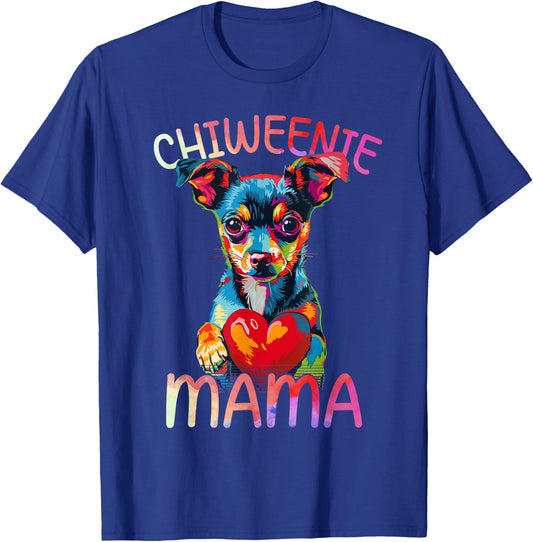 Chiweenie Lover Mama Heart Pop Art Chiweenie Mom T-Shirt - T-Shirt | Royal