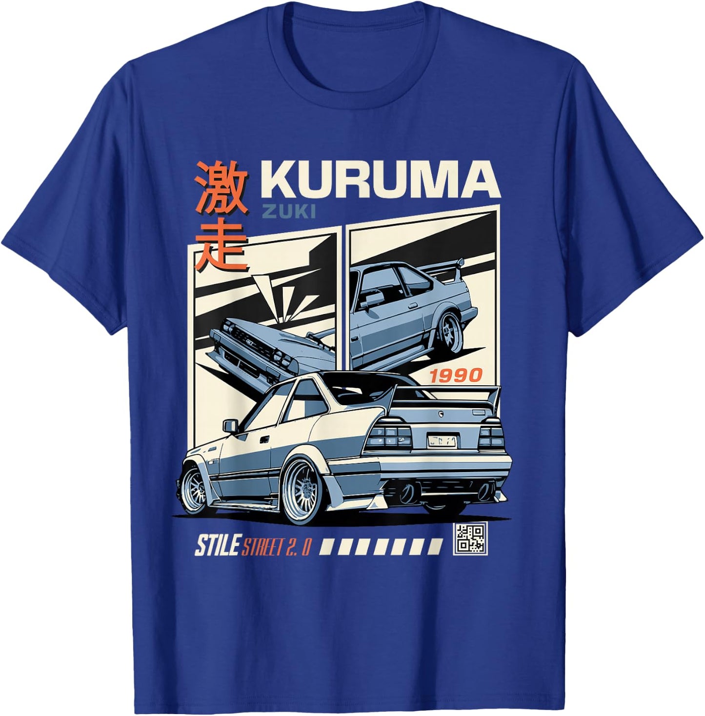 Vintage KURUMA Japanese JDM Tokyo Japan Drift Race Car T-Shirt - T-Shirt | Royal