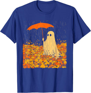 Vintage Floral Ghost Halloween Ghost in the Forest Gothic T-Shirt - T-Shirt | Royal