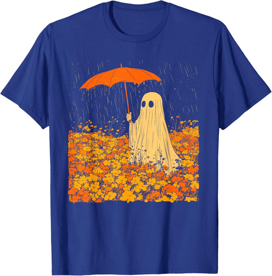 Vintage Floral Ghost Halloween Ghost in the Forest Gothic T-Shirt - T-Shirt | Royal