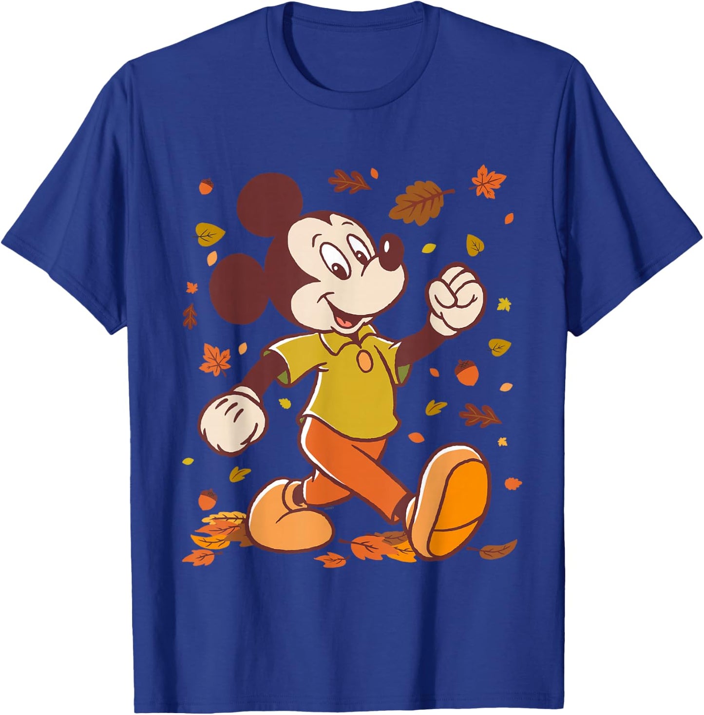 Disney Mickey Mouse Strolling Through Autumn Leaves Fall T-Shirt - T-Shirt | Royal