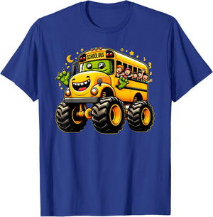 Yellow Monster Truck School Bus Cute School Bus Driver T-Shirt - T-Shirt | Royal