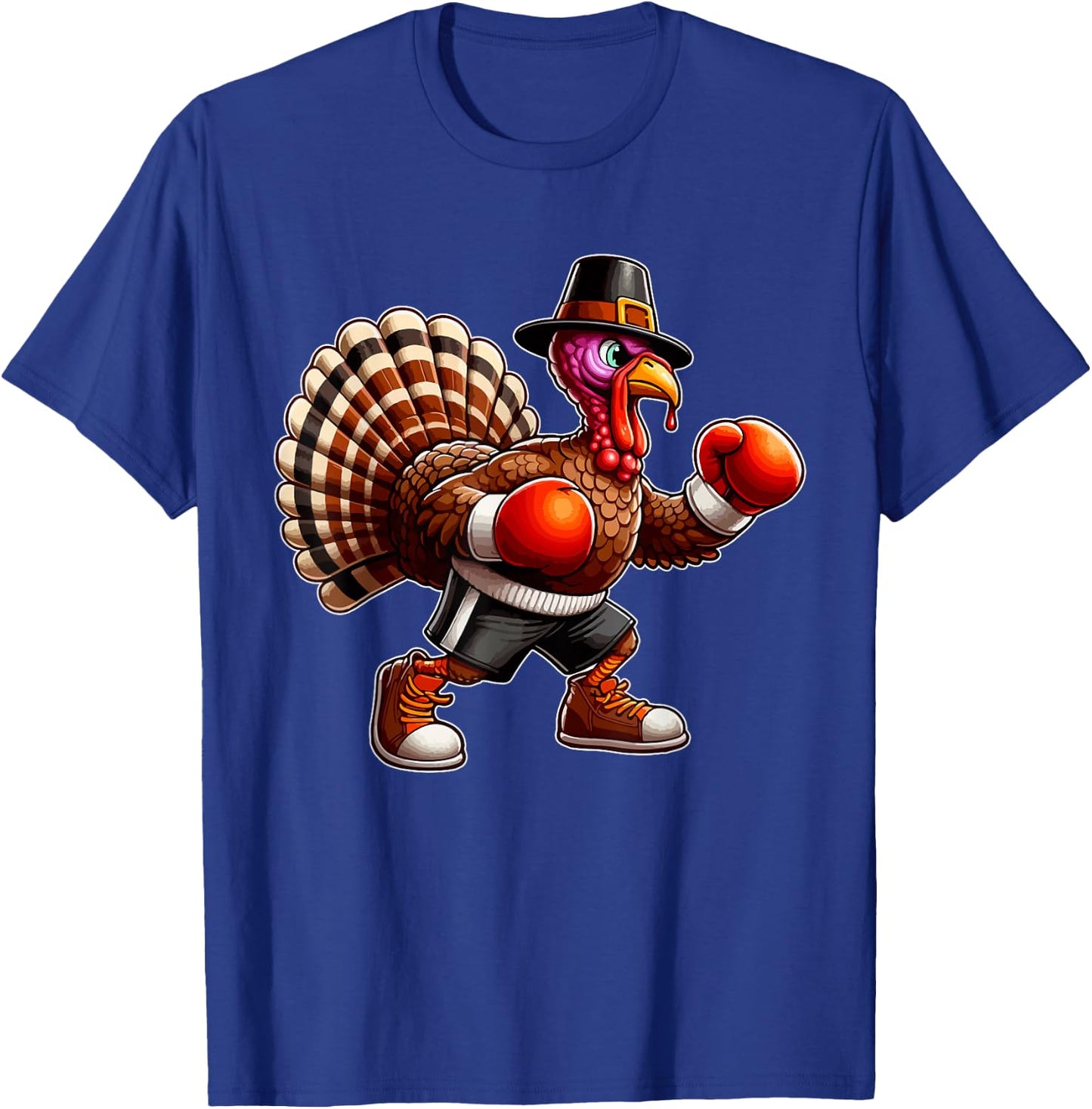 Turkey Thanksgiving Costume Playing Boxing Player Kids T-Shirt - T-Shirt | Royal