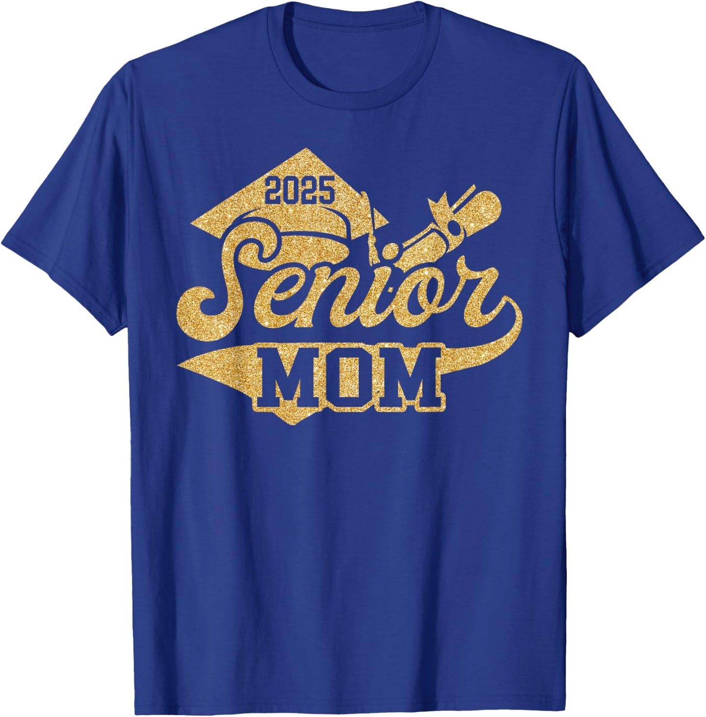 SENIOR Mom CLASS OF 2025 Graduate Gift Black Yellow Gold T-Shirt - T-Shirt | Royal