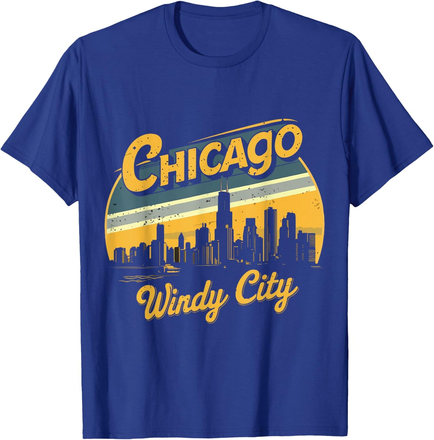 Chicago Skyline Windy City Costume Vintage Illinois Souvenir T-Shirt - T-Shirt | Royal
