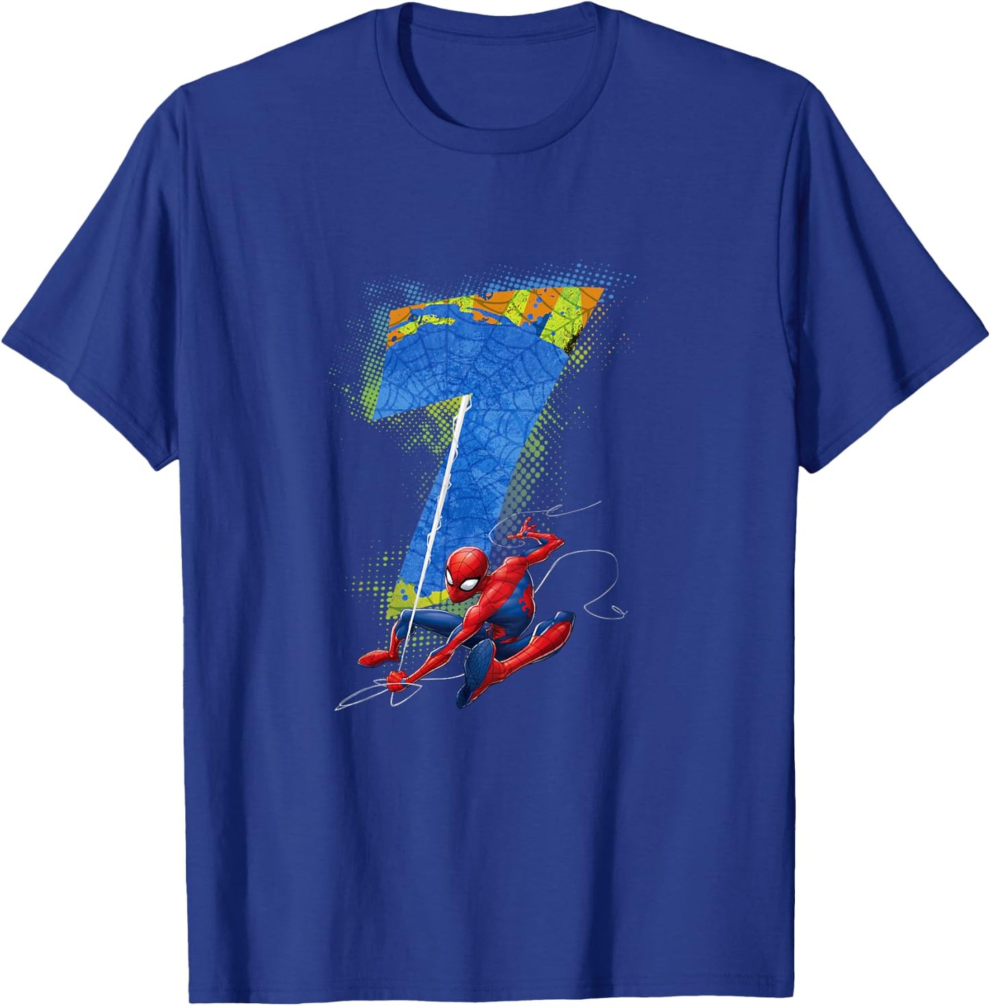 Marvel Super Heroes Spider-Man 7 Year Old Seventh Birthday T-Shirt - T-Shirt | Royal