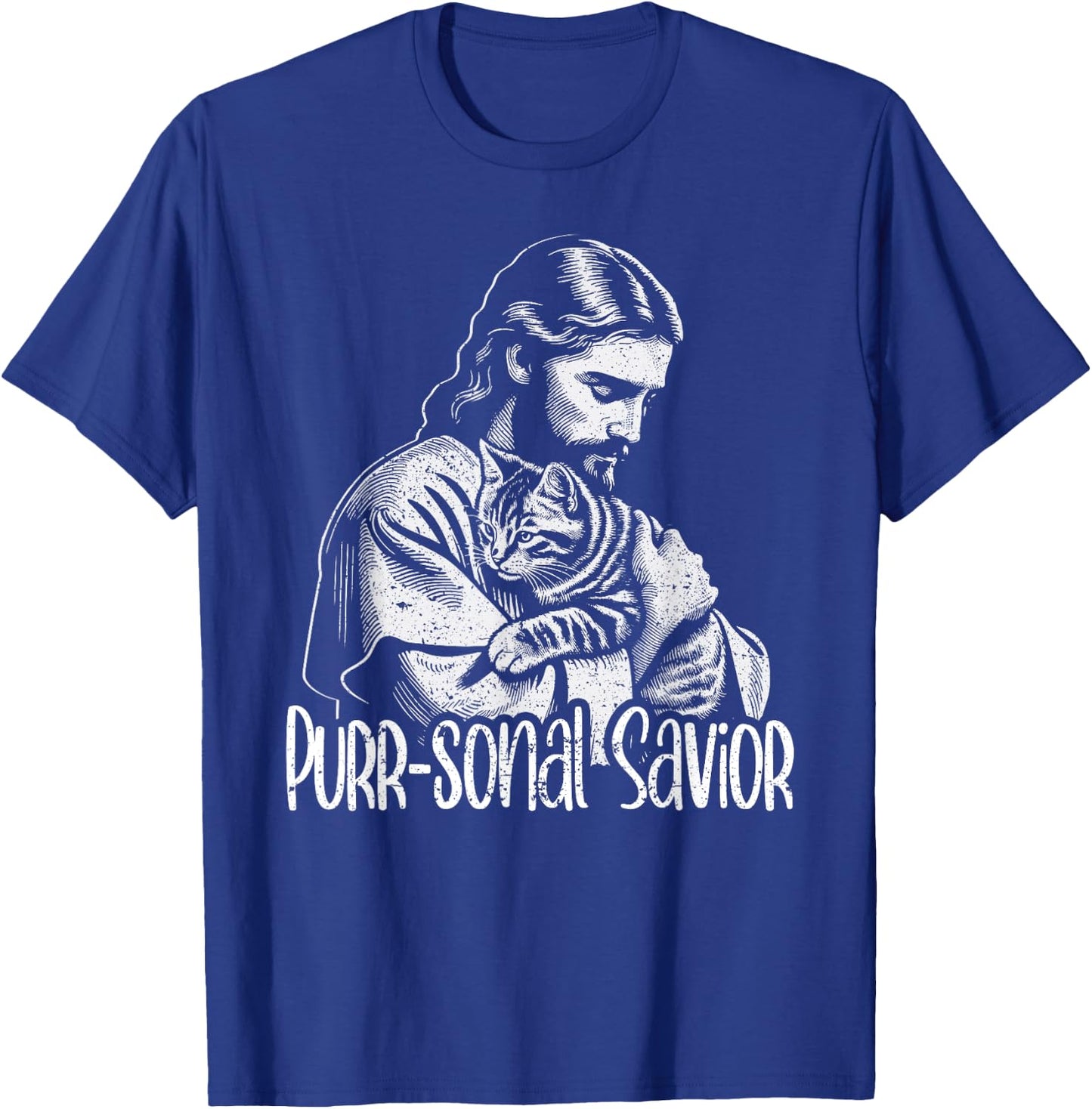 Purr-sonal Savior Jesus Loves Cats Christian Faith T-Shirt - T-Shirt | Royal