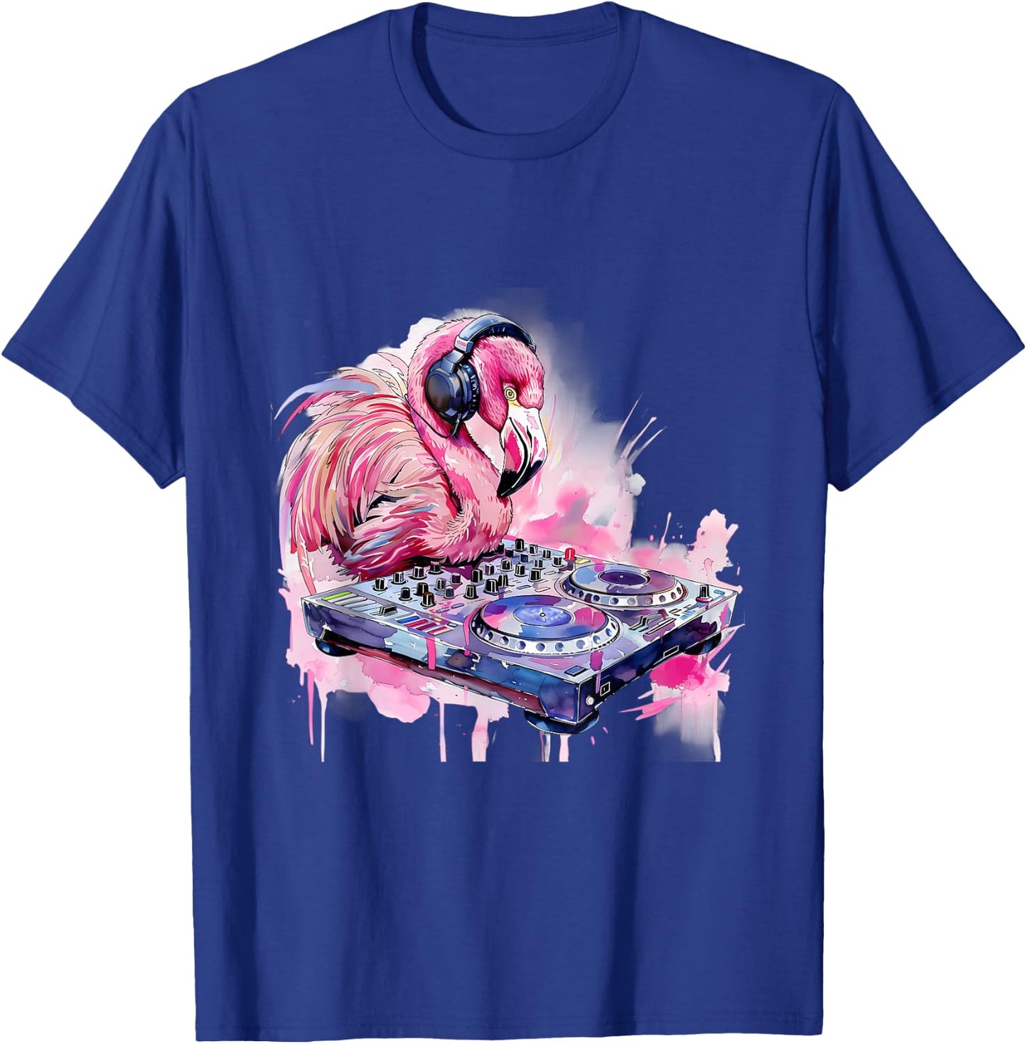 DJ Flamingo Bird Techno Dance Music Turntable DJ Flamingo T-Shirt - T-Shirt | Royal