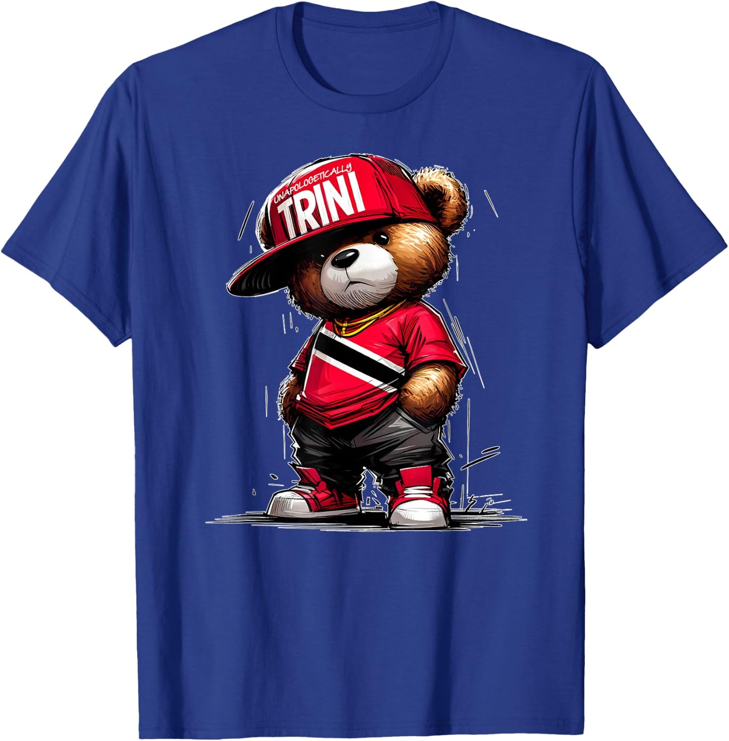 Unapologetically Trini Cool Teddy Bear Trinidad Flag Art T-Shirt - T-Shirt | Royal