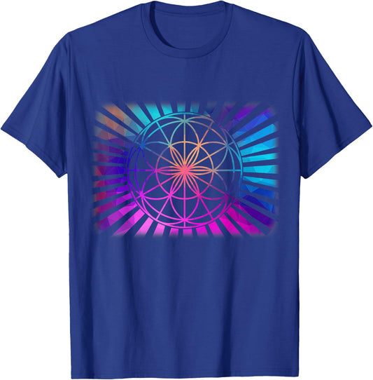 Sacred Geometry Geometric Flower Of Life T-Shirt - T-Shirt | Royal