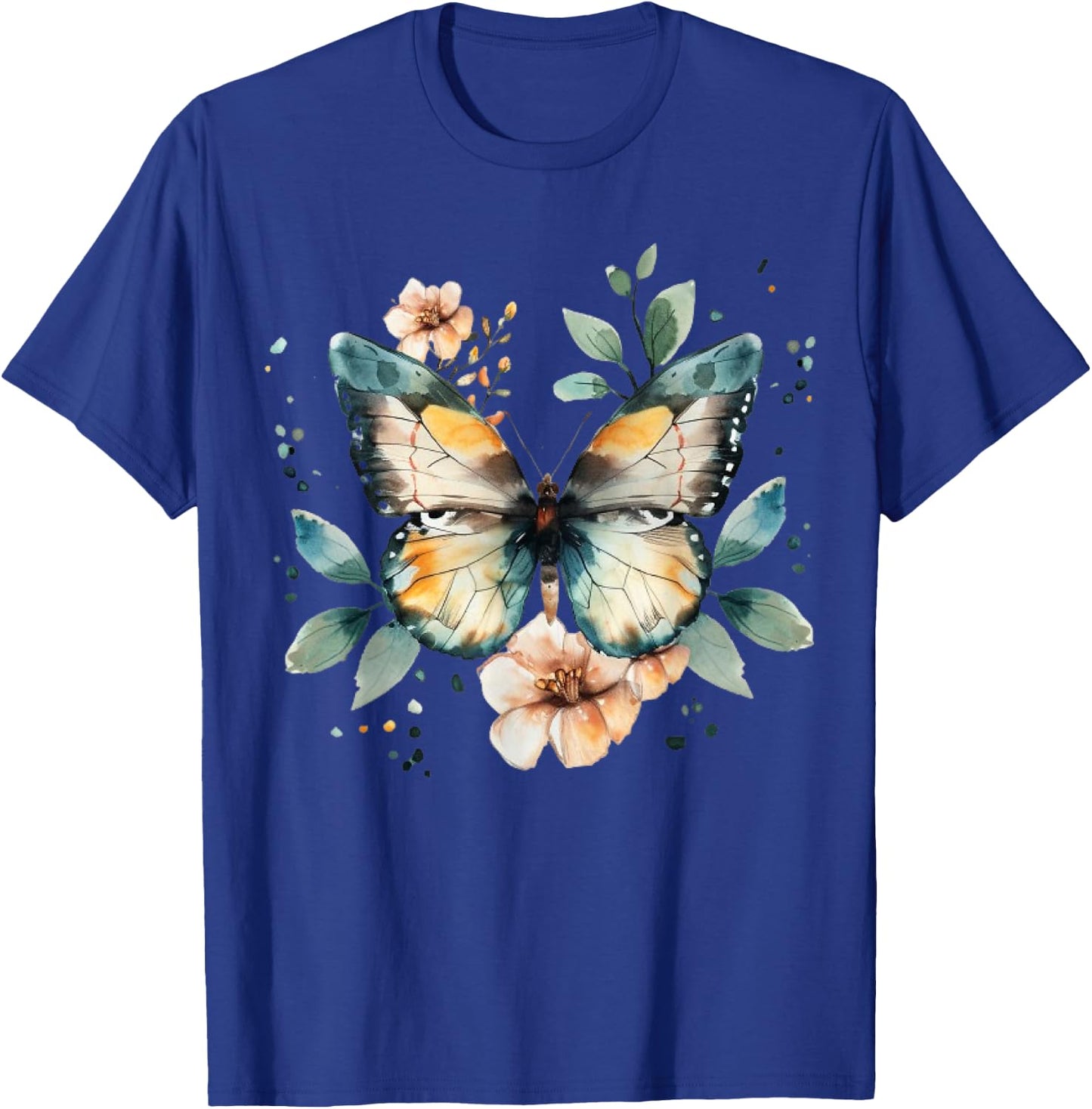 Butterfly With Flowers I Aesthetic Butterfly T-Shirt - T-Shirt | Royal
