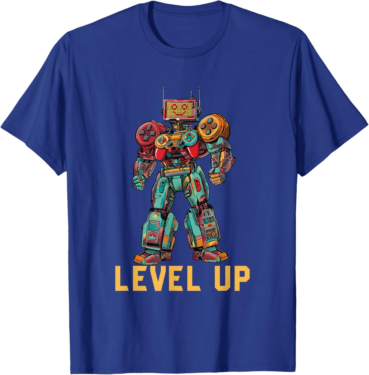 Level up Gamer Robot game controller graphic T-Shirt - T-Shirt | Royal