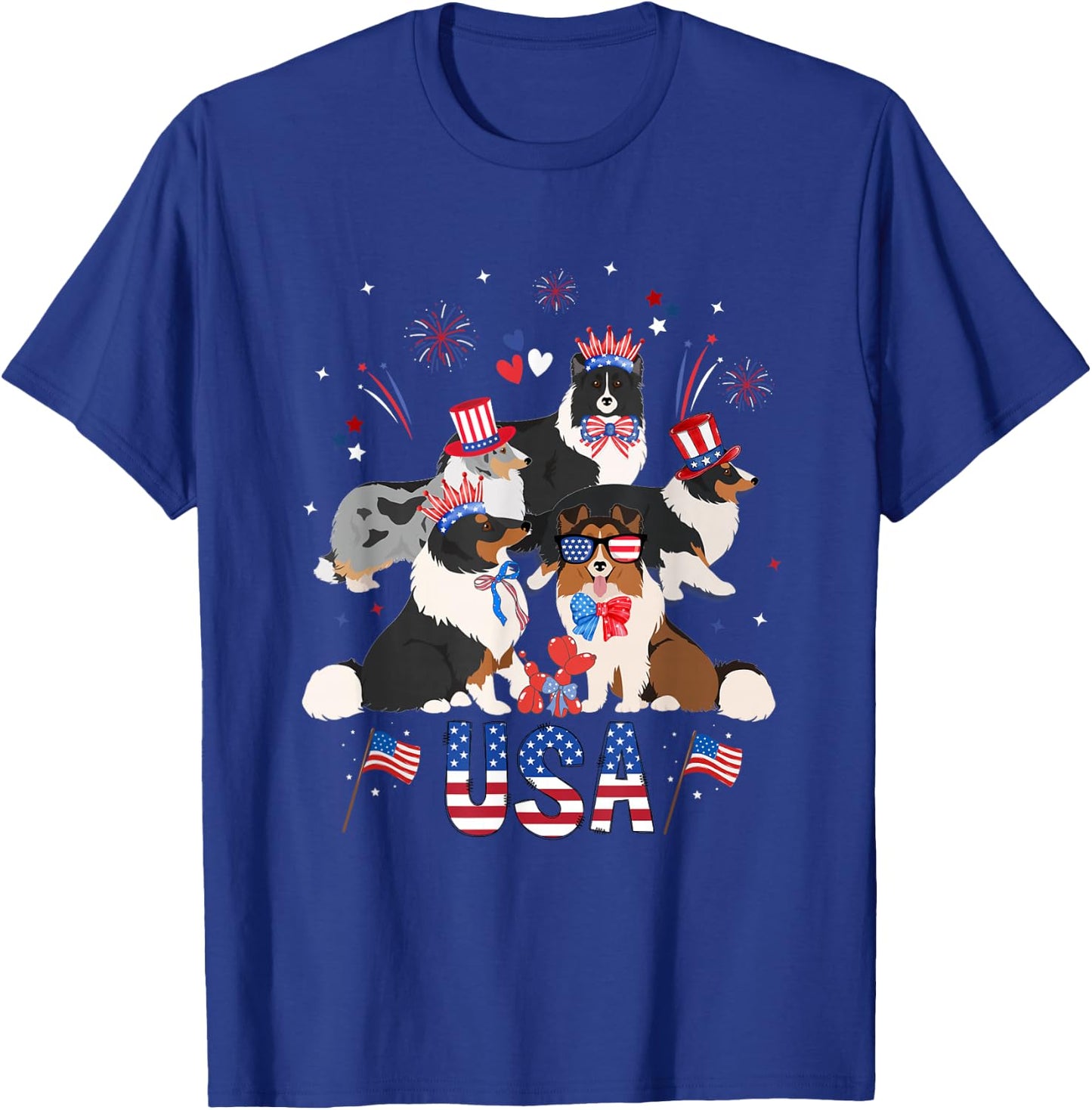 Adorable Sheltie 4th of July Patriotic Sheltie Mom Lover T-Shirt - T-Shirt | Royal