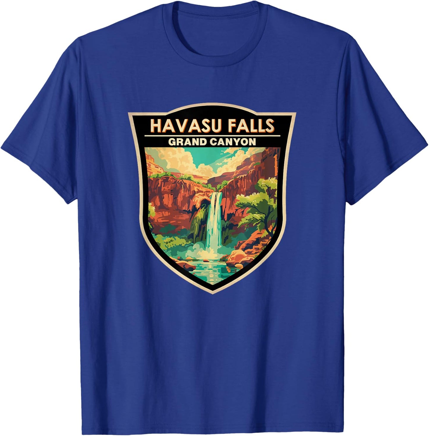 Havasu Falls Grand Canyon Landmark Badge Vintage T-Shirt - T-Shirt | Royal
