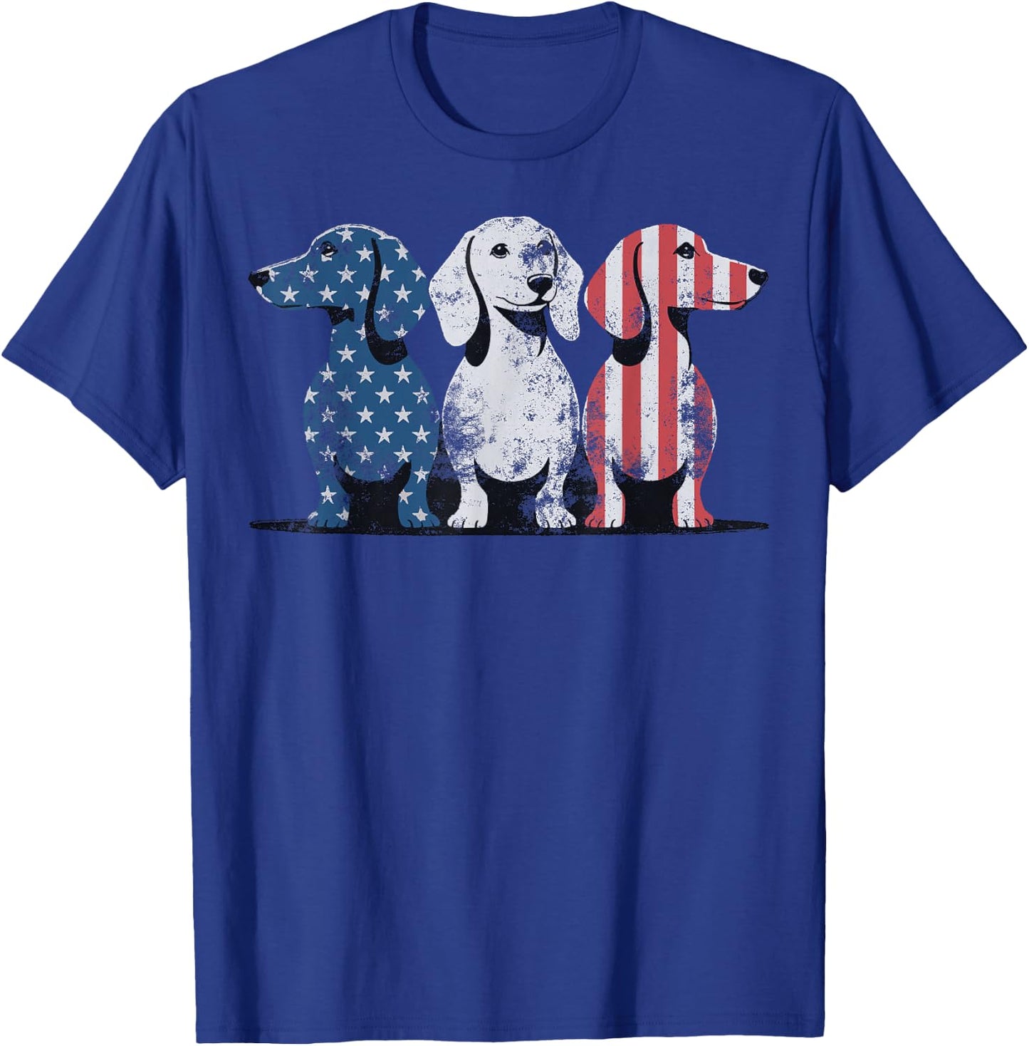 Patriotic Dachshund Dog USA Flag Sunglasses 4th of July T-Shirt - T-Shirt | Royal