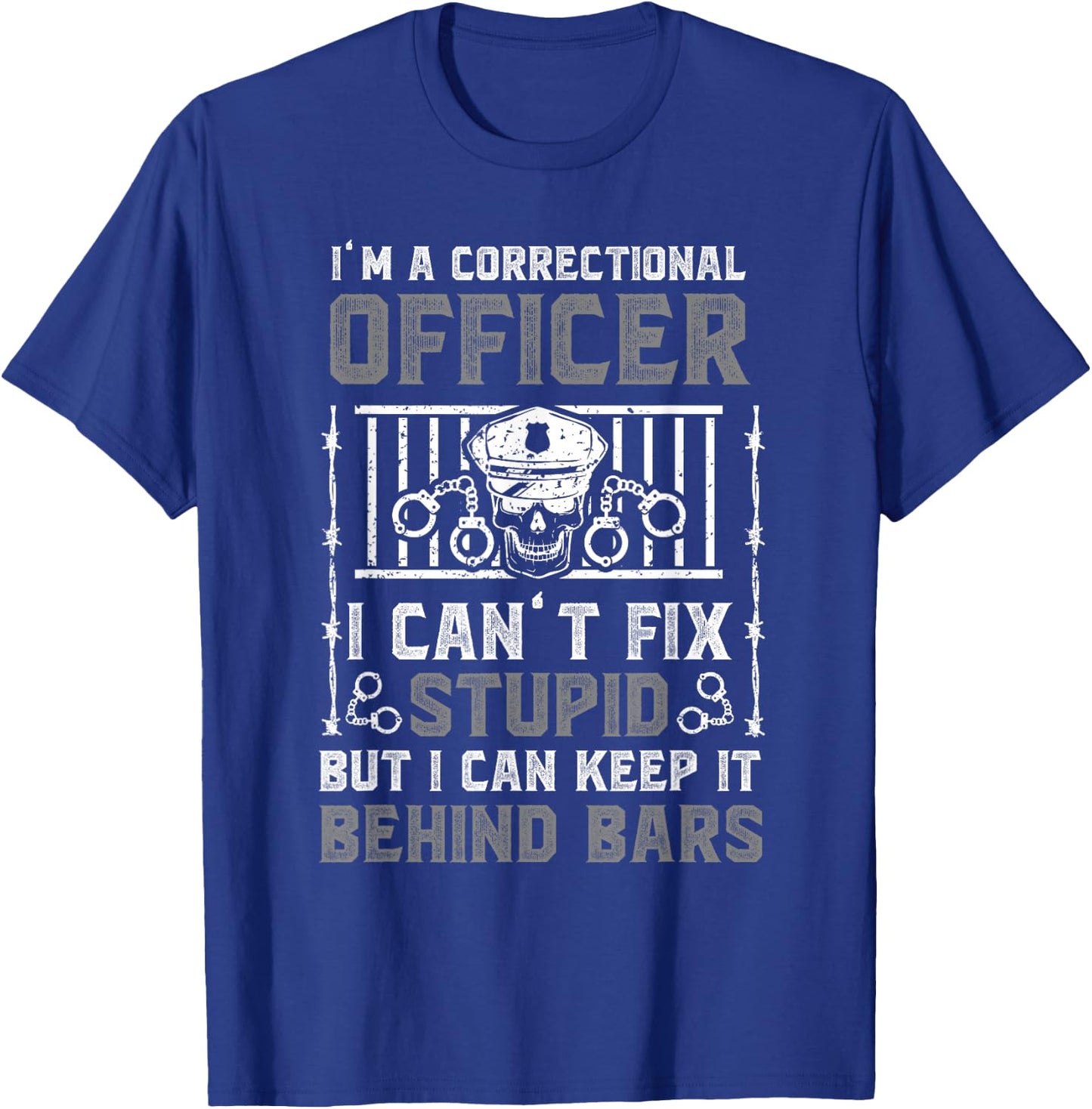 Thin Silver Line Prison Officer Funny , Black, Small, Short Sleeve, Cotton 60%, Polyester 40% T-Shirt - T-Shirt | Royal