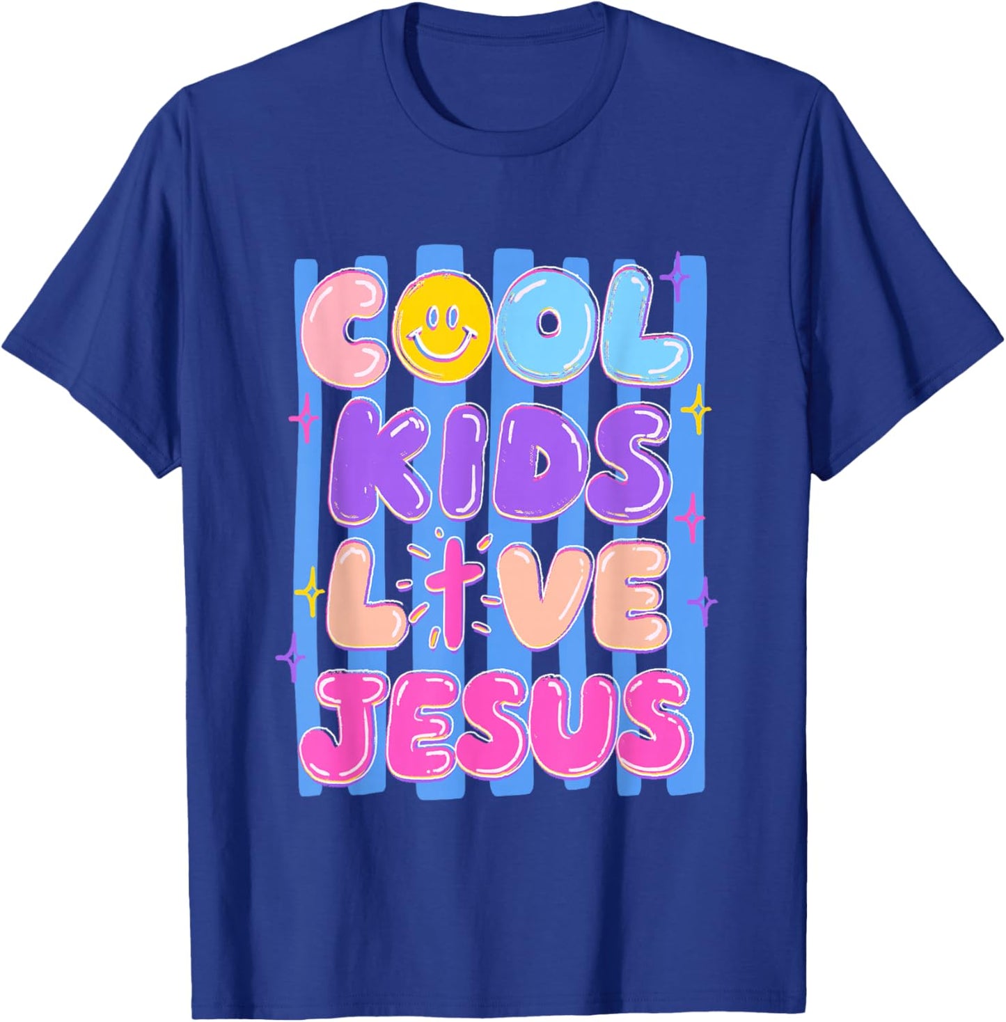 Preppy Cool Kids Love Jesus Stripes Christian Faith Girl Kid T-Shirt - T-Shirt | Royal