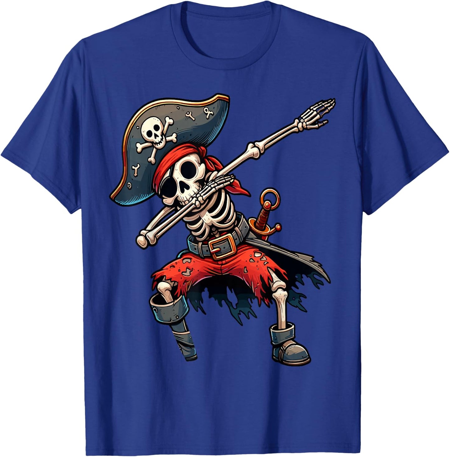 Dabbing Skeleton Pirate Kids T-Shirt - T-Shirt | Royal
