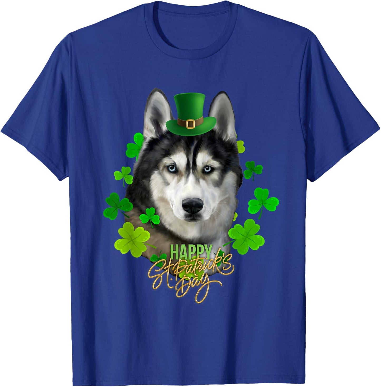 St Patrick's Day Irish Saint Patrick Shamrock Furious Husky T-Shirt - T-Shirt | Royal