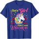 Funny Just a Girl Who Loves Unicorns Girls Women and Moms T-Shirt - T-Shirt | Royal