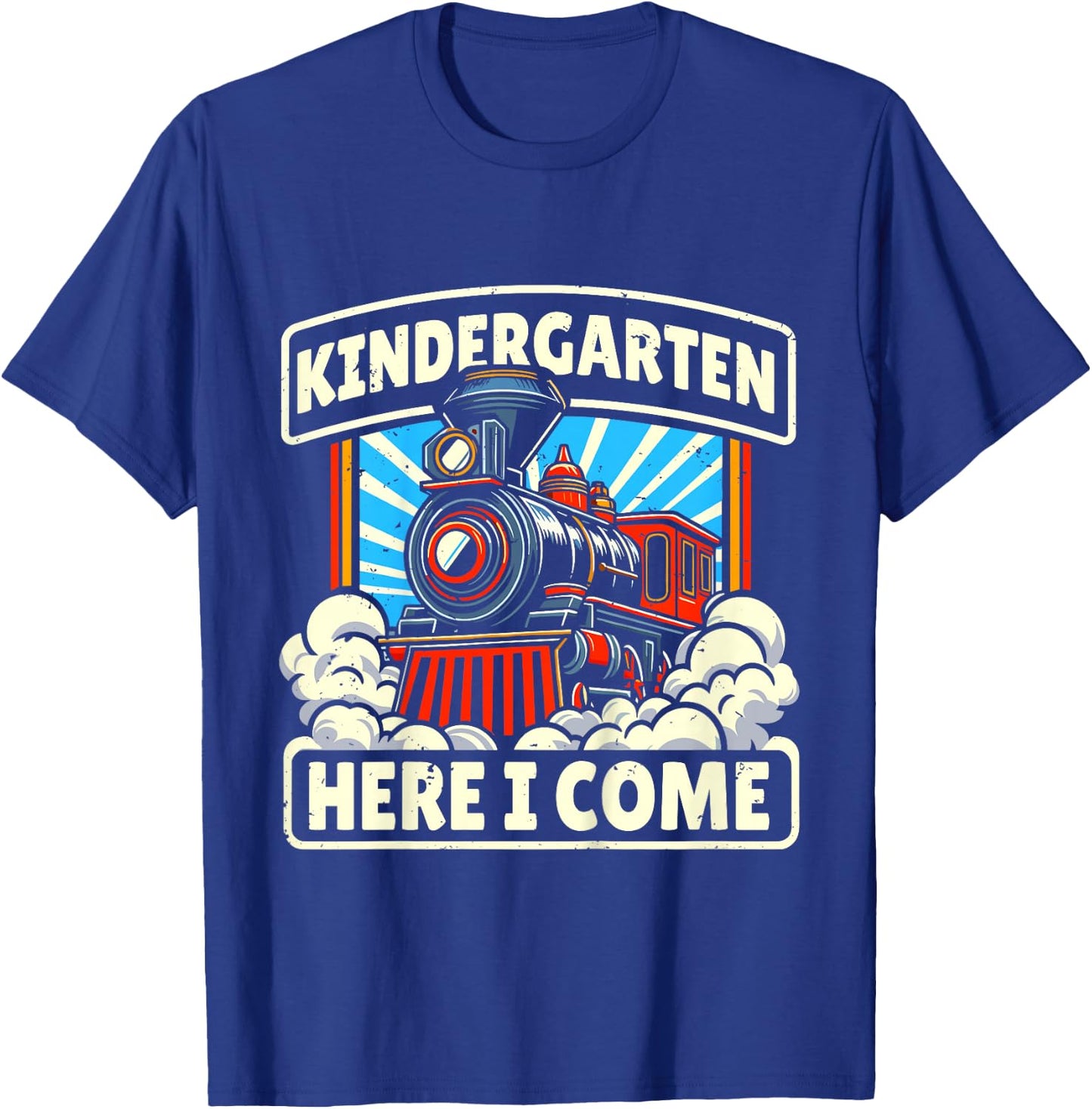 Back To School Kindergarten Here I Come Train Boys Girls T-Shirt - T-Shirt | Royal