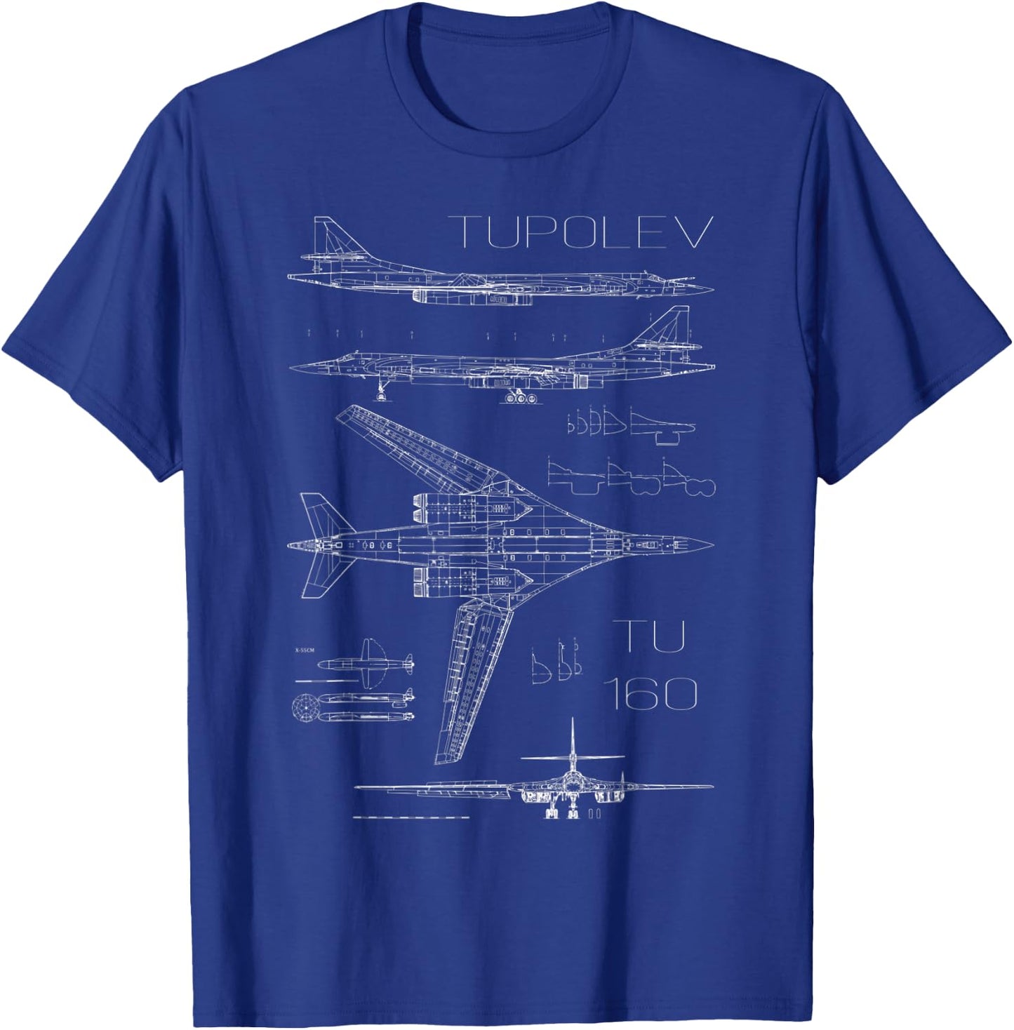 Tupolev Tu-160 Bomber Russian Military Aircraft T-Shirt - T-Shirt | Royal